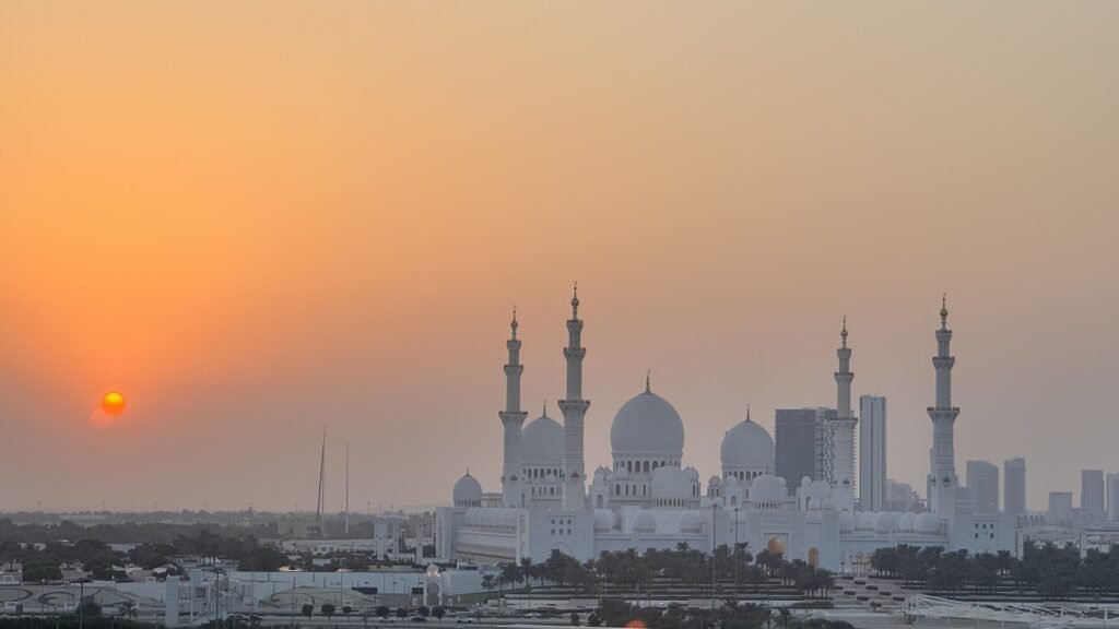 Sheikh Zayed Grand Mosque at Sunset