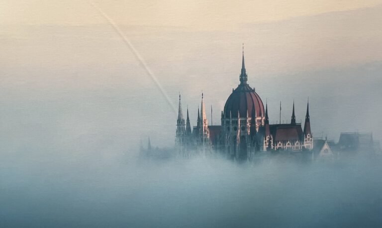 Budapest parliament in the fog - painting